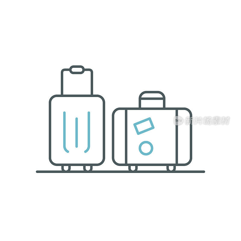 行李双色线图标设计与可编辑的笔触。适用于信息图表，网页，移动应用程序，UI, UX和GUI设计。